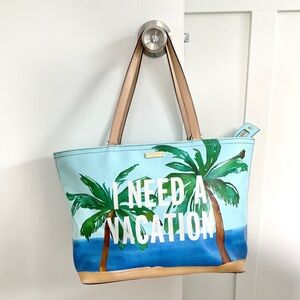 I Need a Vacation Kate Spade Beach/Tropical Watercolor Leather Tote Bag